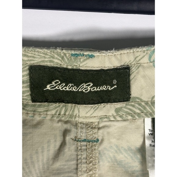 EDDIE BAUER Green FLORAL SKIRT Size 10 98% Cotton 2% Spandex Outdoor Palm - Picture 5 of 7